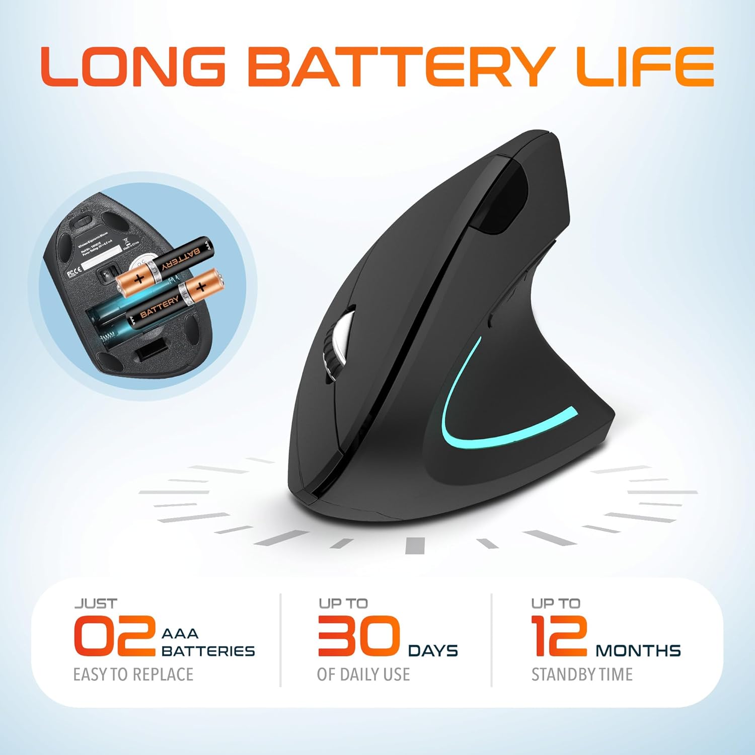 Battery compartment of Delton S12 mouse with AAA batteries