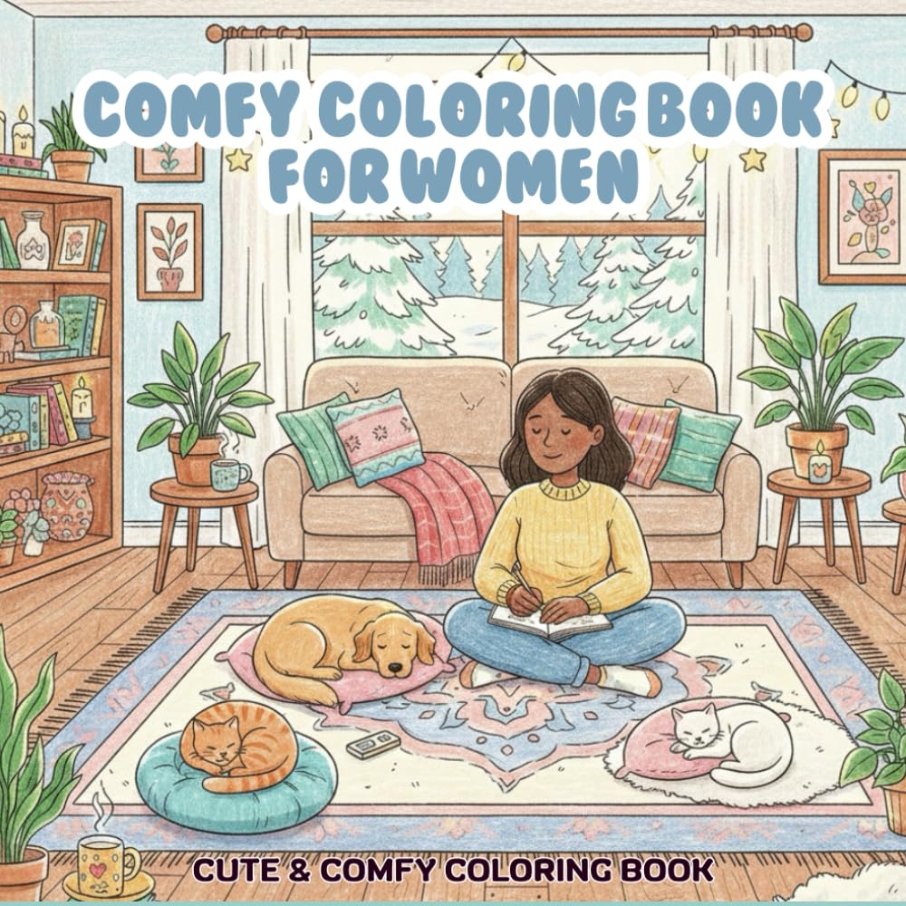 comfy coloring book for women: Relaxing and Cozy Coloring Pages for Stress Relief and Mindfulness