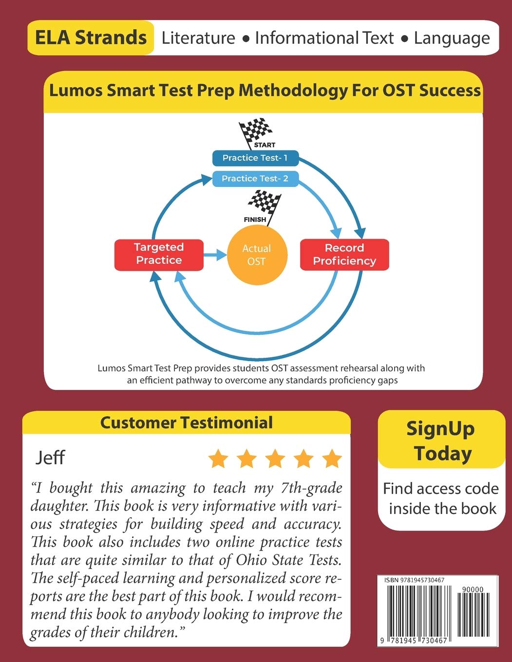 Ohio State Test Prep: Grade 7 English Language Arts Literacy (ELA) Practice Workbook and Full-length Online Assessments: OST Study Guide (OST by Lumos Learning)