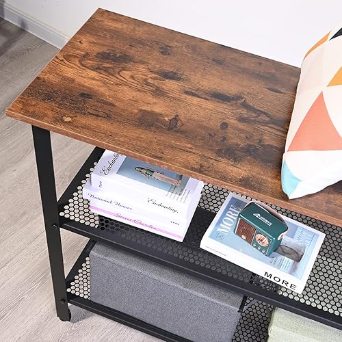 Miniatura 3 de Mesa de sofá consola con 2 estantes de malla, mesa de entrada estrecha de 39.4 pulgadas de largo, mesa de sofá industrial con marco de metal para