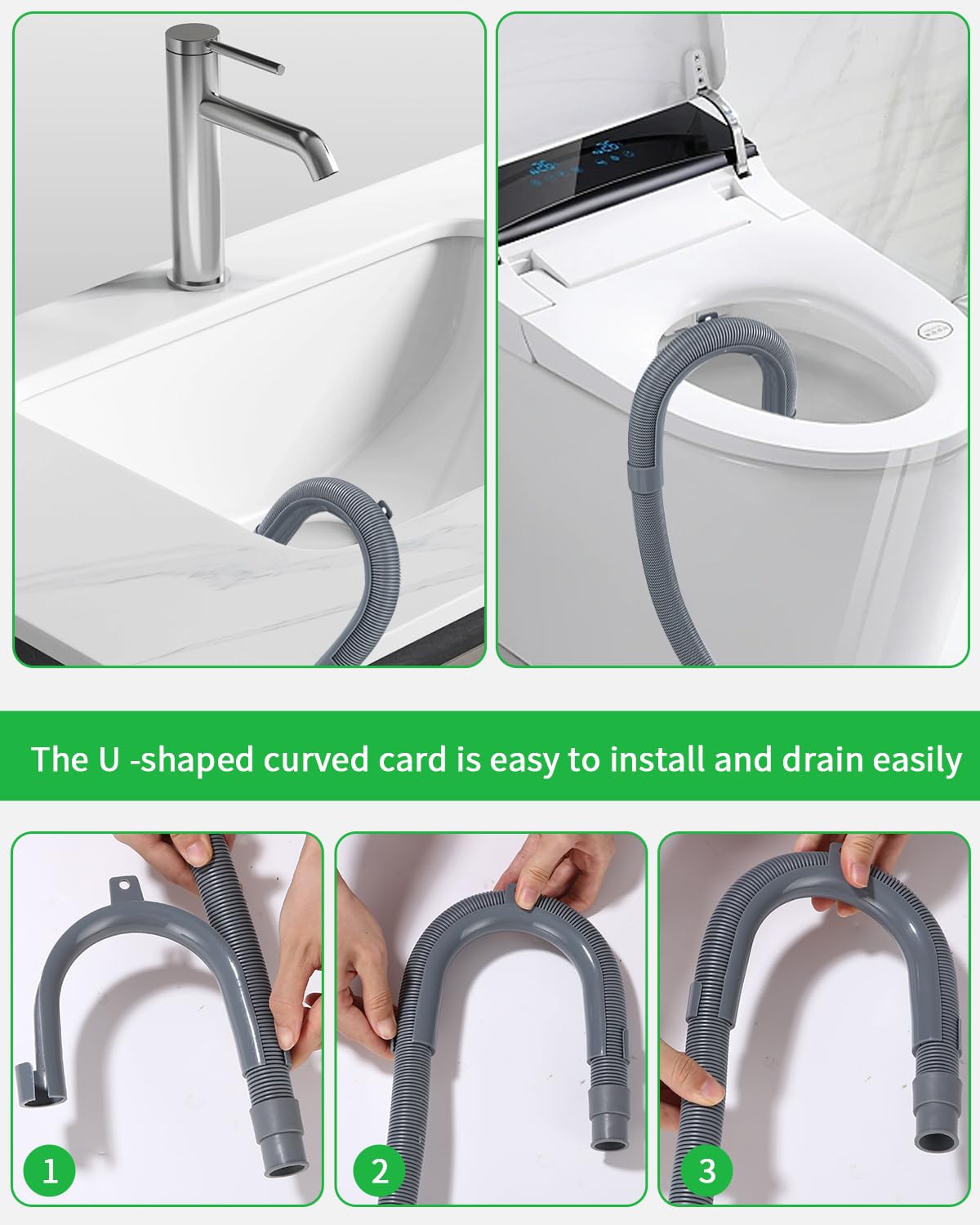 2 PZ LAVATRICE Scarico Tubo Lavatrice Tubo Lavatrice Estensione Tubo - Foto 7