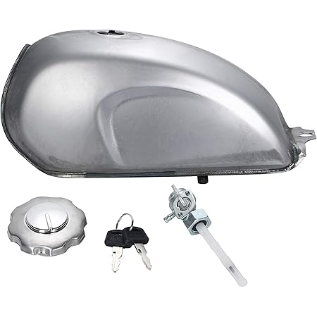 Amazon バイク用 ガソリンタンク 9l タンクキャップ コック キーセット 付き 未塗装 ヴィンテージ カフェレーサー バイク オートバイ カスタム 汎用 タンク本体 車 バイク