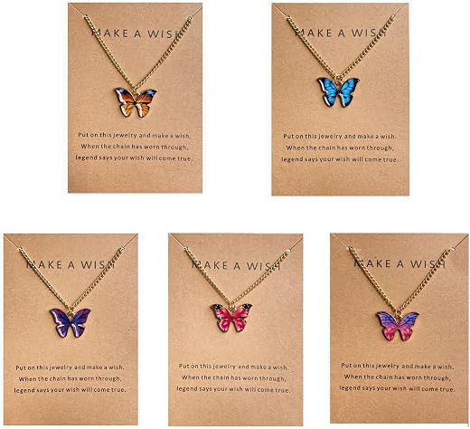 Shining Diva Fashion 5-6 Pcs Latest Stylish Butterfly Jewellery Necklace Set for Women Pendant Necklace Gifts for Girls