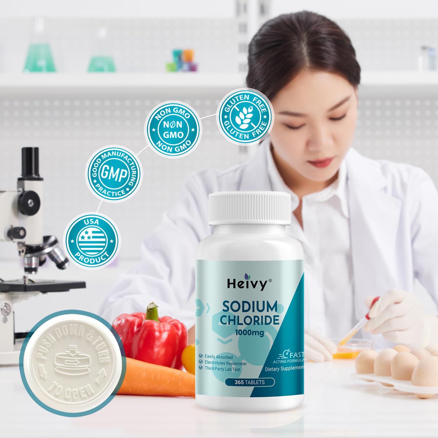 Heivy Salt Tablets 1000mg, 365 Tablets Pure Sodium Chloride Pills — Amazon image 7
