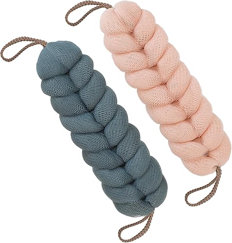 Esponja de ducha de lufa de baño de malla suave con esponja de baño larga para hombres y mujeres, exfoliante de ducha