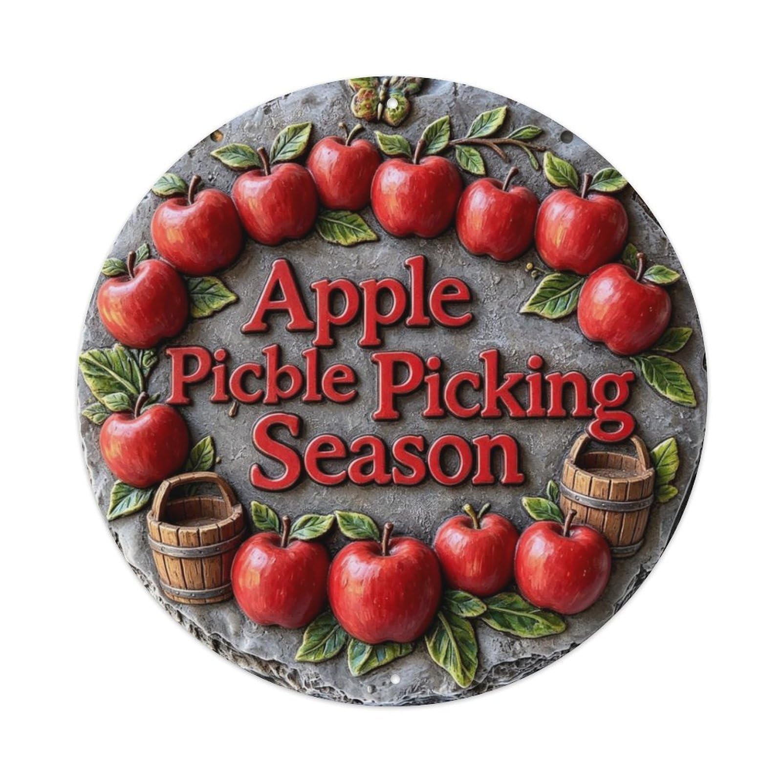 Apple Picking Season Metal Tin Sign Plaque