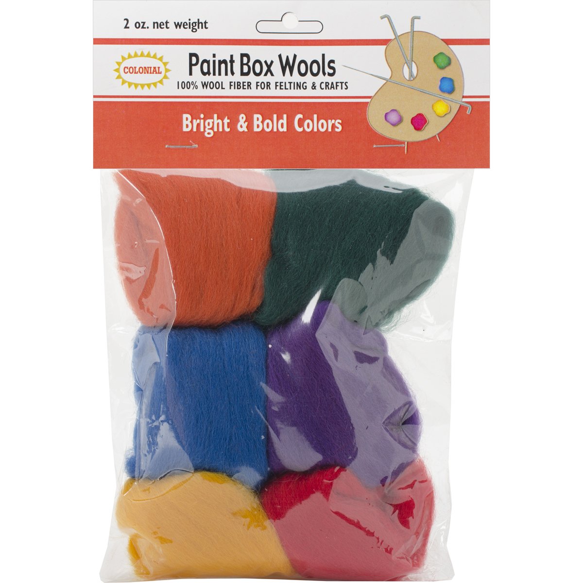 Colonial Needle Paint Box Wools .33 oz 6 per Package-Bright and Bold