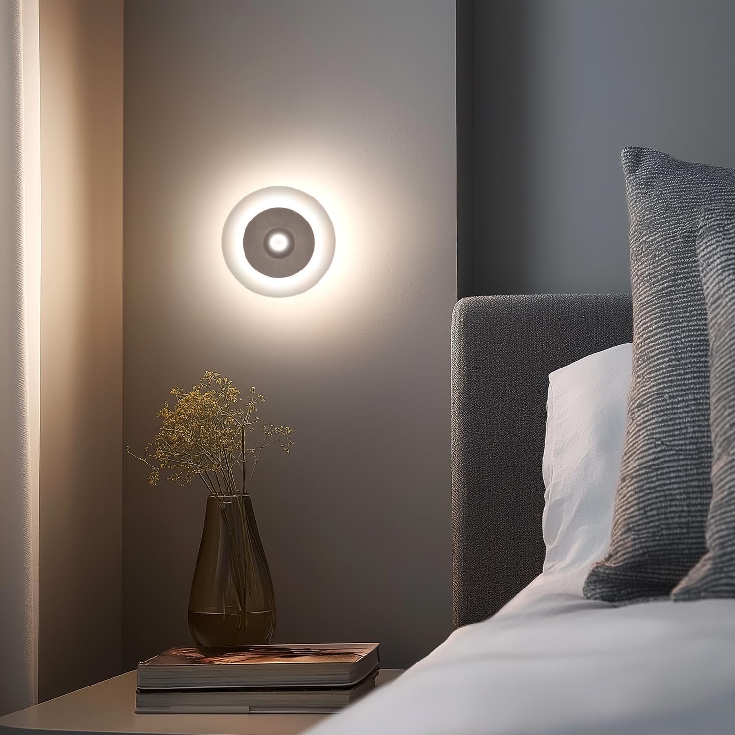 DAMI Rechargeable Motion Sensor Night Light Indoor, 1200mAh LED Closet Light with 3 CCT (3000K/4500K/6500K), Dimmable, Magnetic Stick-On Stair Lights for Hallway, Bedroom(2 Pack)