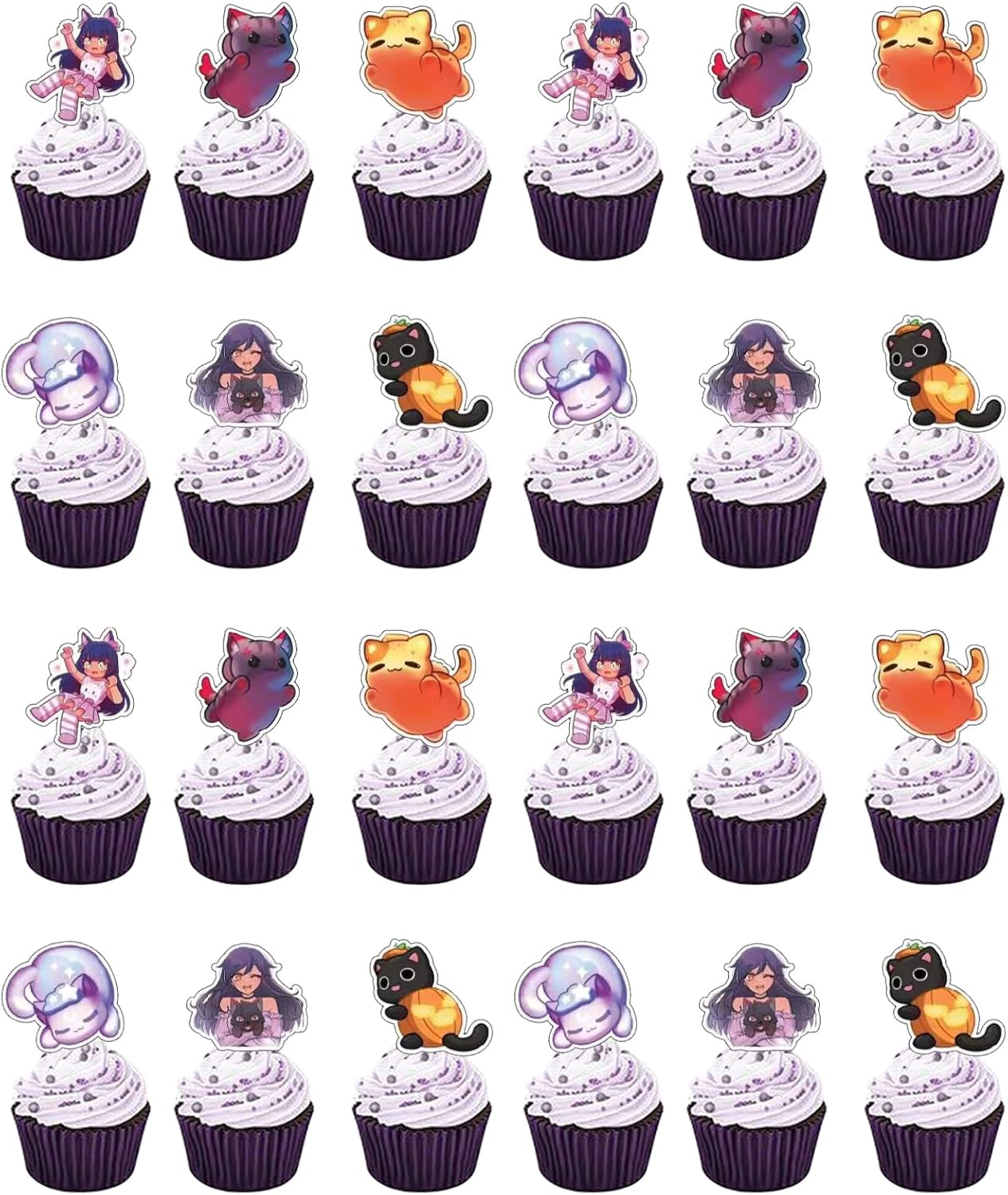 Jlemon 24pcs Meemeows Aphmau Cat Game Party Decorations