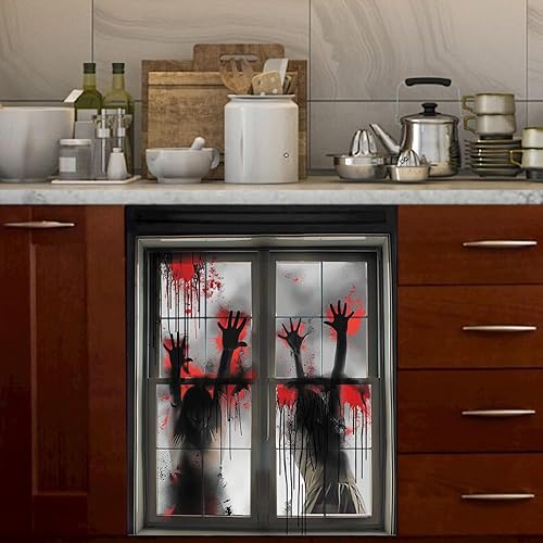 Miniatura 2 de Decoración de Halloween para el hogar, manos de zombi aterradoras, cubierta magnética para lavavajillas, esqueleto de fantasma, puerta de nevera,