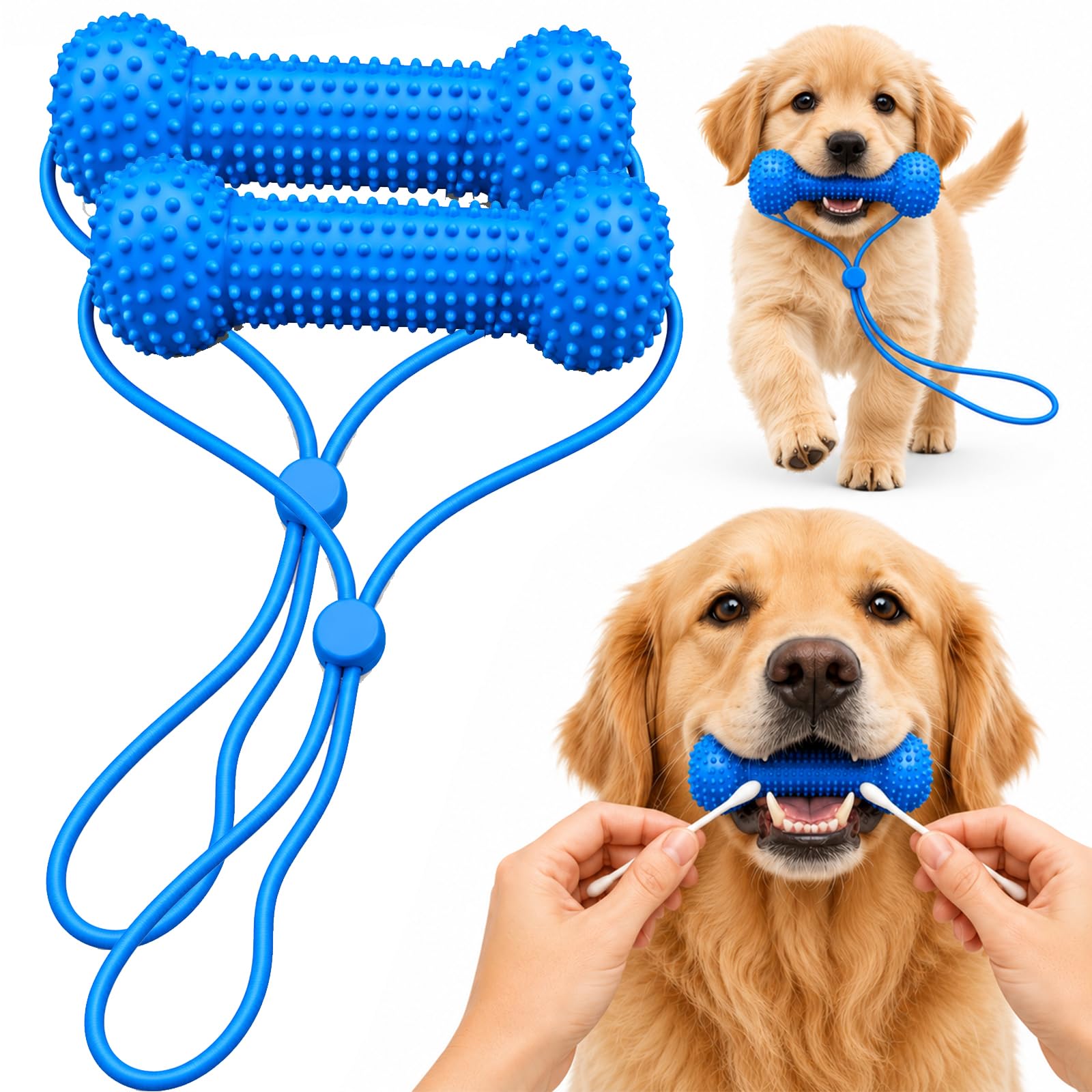 Dual-Action Canine Dental Prop,Dog Chew Toy with Rope for Easier Teeth Brushing,Dog Dental Chew Toy, for Teeth Cleaning & Tug of War,Pet Oral Care Mouth Opener for Medium and Large Dogs