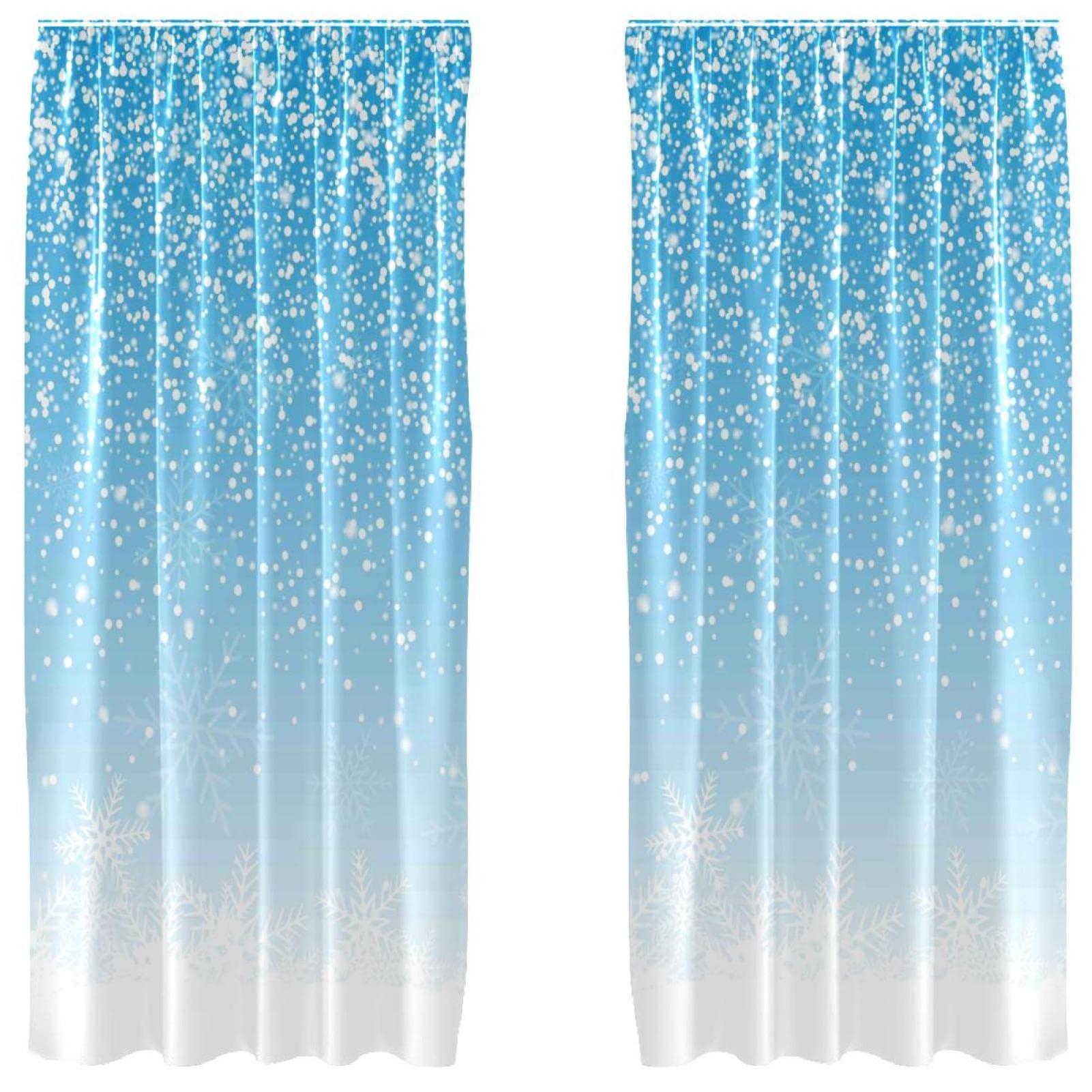 Rideaux occultants bleu flocons de neige 140x213 cm pour chambre