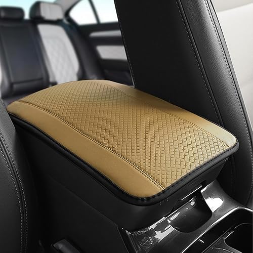 ASUBHA Almohadilla para consola central de automóvil, funda de piel sintética para reposabrazos de automóvil, impermeable, adecuada para accesorios