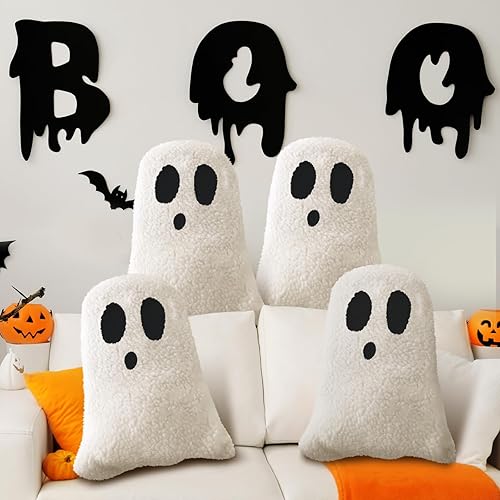 Kigley 4 almohadas decorativas de Halloween para sofá, cama, sofá, almohada rellena de Halloween para fiestas al aire libre, decoración del hogar,