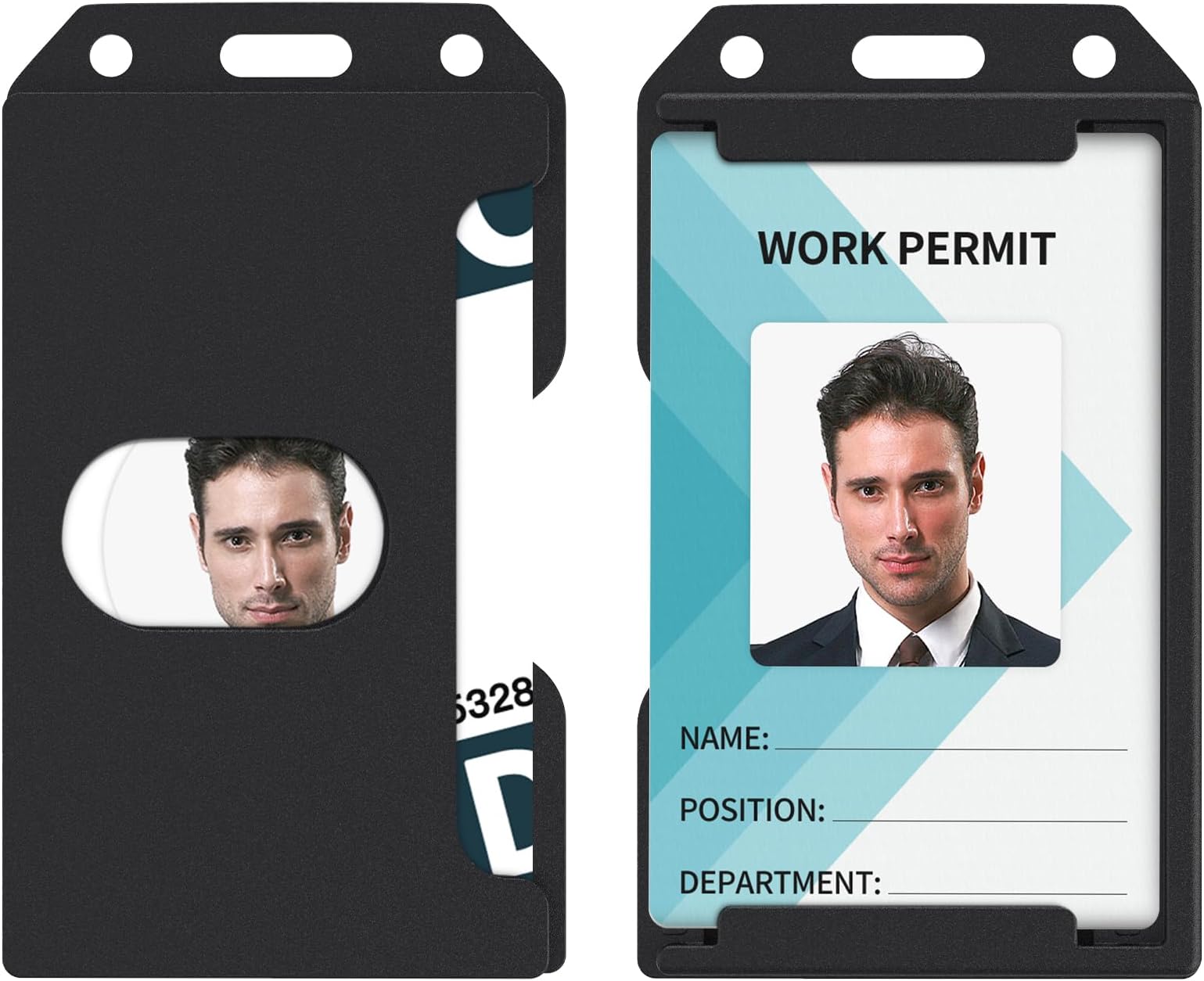 Pawfly 2 Pack 3-Card Badge Holder Vertical Double-Sided Plastic Case with Grippers and Thumb Slot Hard Black Card Protector for Offices Schools IDs Credit Cards Driver’s Licenses and Passes