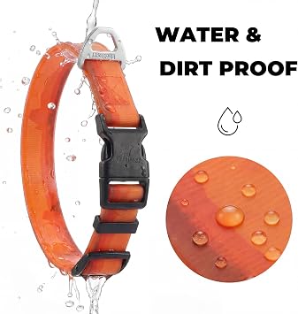 Waterproof & Odor-Free Dog Collar, Heavy-Duty D-Ring & Adjustable Fit, Pet Collar for Small, Medium and Large Dogs (M, Orange)