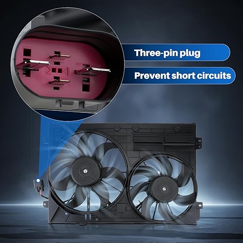 Miniatura 4 de AUTOKAY Ventilador de refrigeración del radiador, ventilador de condensador del radiador para Volkswagen Jetta Beetle Tiguan Golf para Audi A3 TT