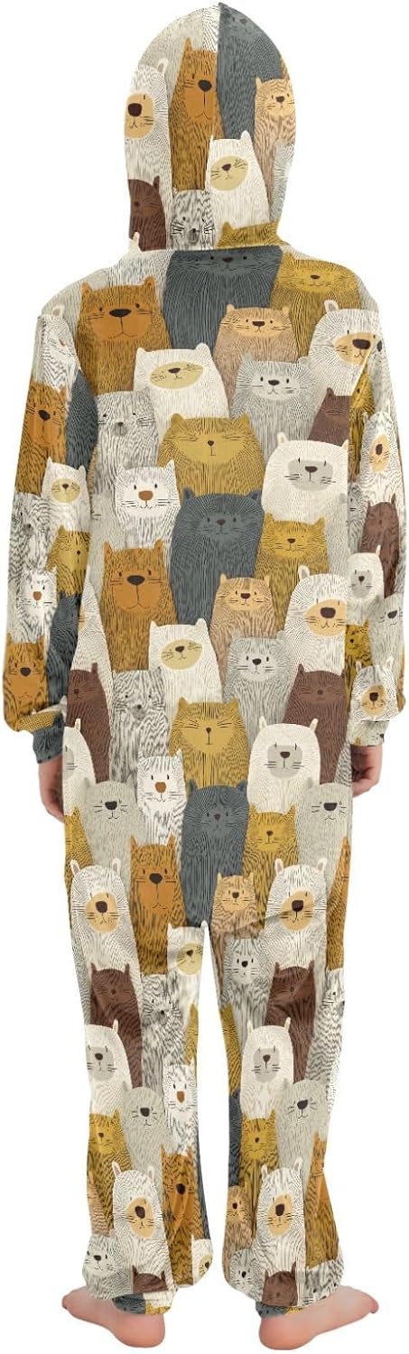 Sleepwear Holiday Pajamas Soft Warm Hooded One-Piecing Loungewear Sleepwear for Parties Sleepovers 4-14Y