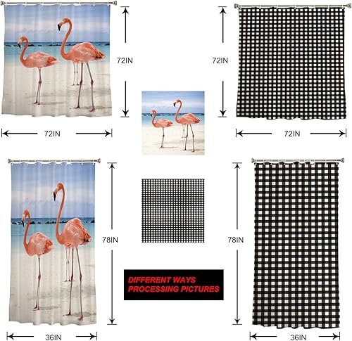 Miniatura 8 de Shower Curtain Waterproof Shower Curtain for Bathroom,Bathtub,Shower, Orange Yellow Flower Floral Plant Beige Shower Curtain Set with Hooks for Home