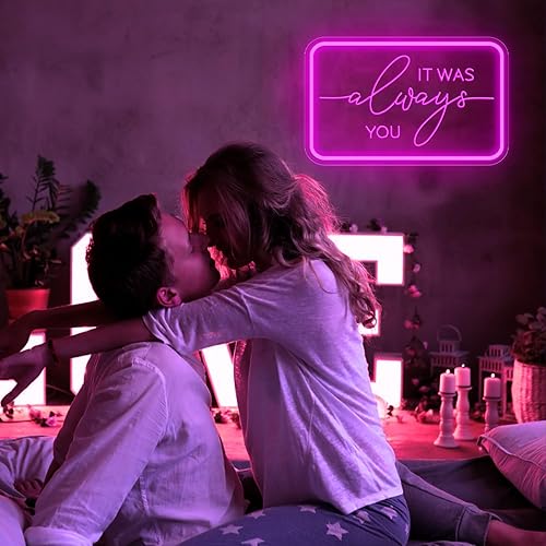 Miniatura 2 de Letrero de neón con texto en inglés It Was Always You para decoración de pared, luces LED de neón LED, luces de neón LED de brillo ajustable, para