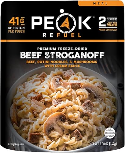 Miniatura 1 de Peak Refuel Stroganoff de ternera  Alimentos liofilizados para mochileros y campamentos  Sabor increíble  Alto en proteínas  Carne real  Comidas de
