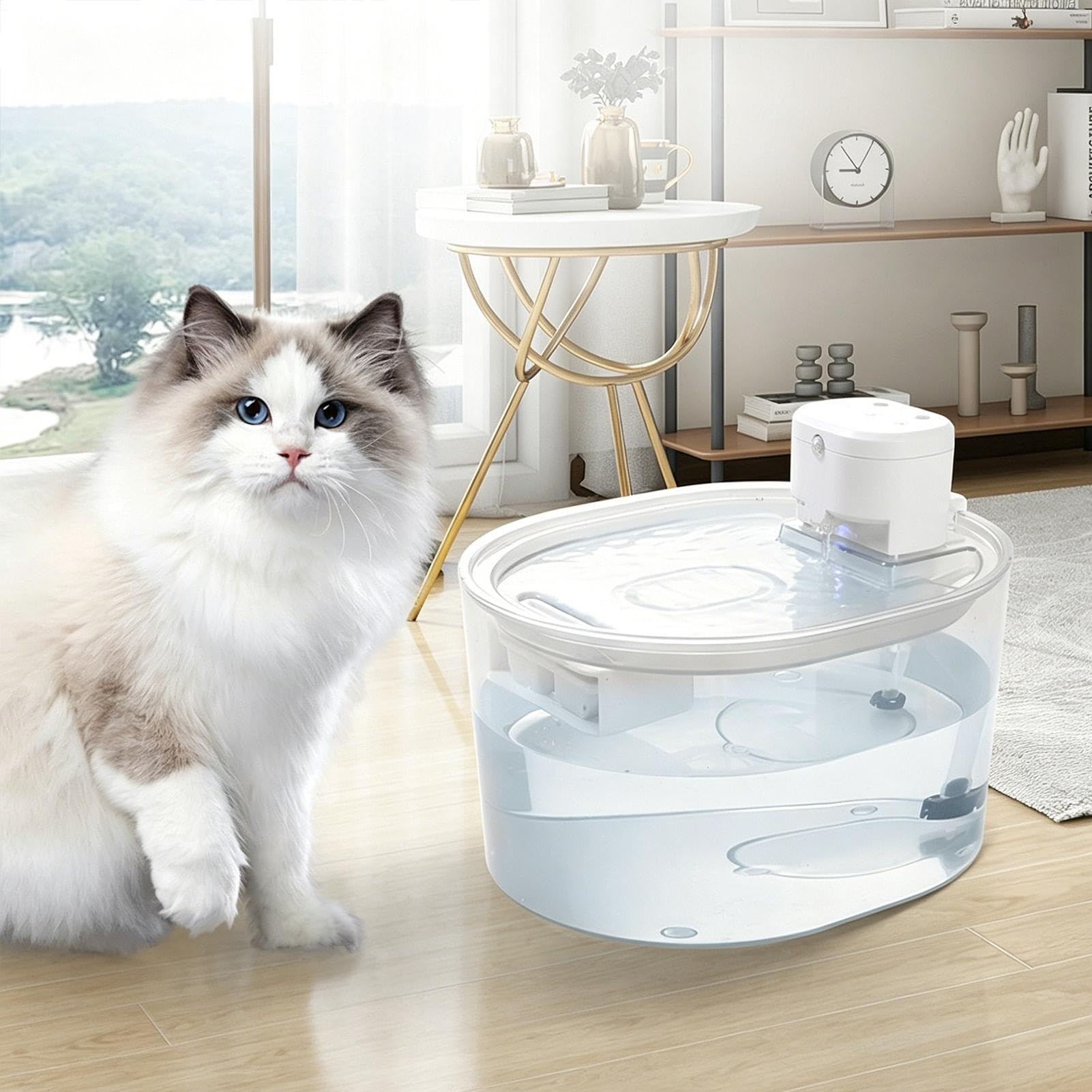 Fuentes de Agua para Gatos Bebedero Automático Recargable de Agua de 3L con | Fuente Agua De Perros Cachorros Perros y Animales Interiores Escritorio Mesa Beber Agua