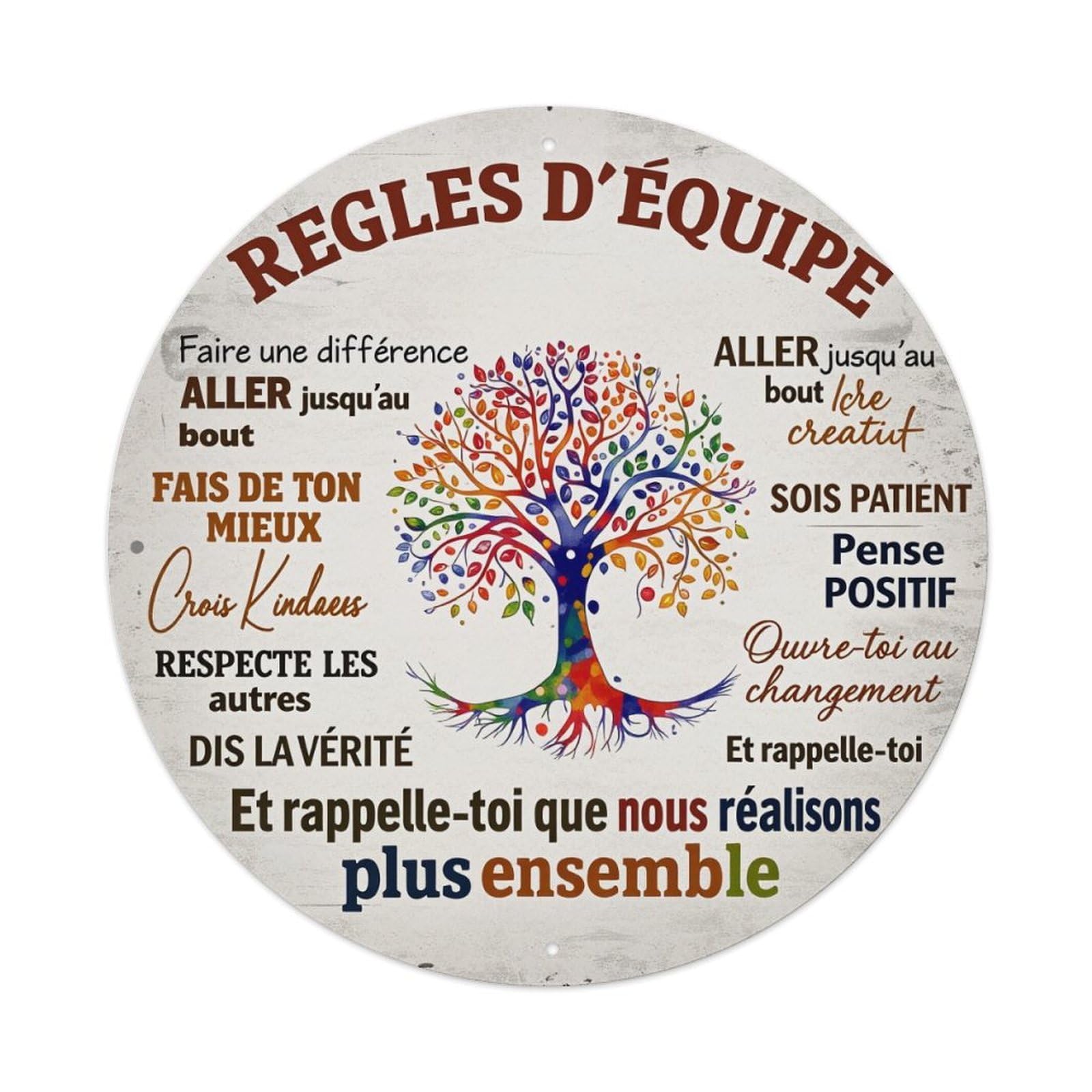 Jdfenggu Vintage Colorful Tree With Words Around Retro Metal Tin Sign, Metal Poster For Bar, Home, Man Cave, Kitchen, Laundry Room Art Decor 8X8 Inch