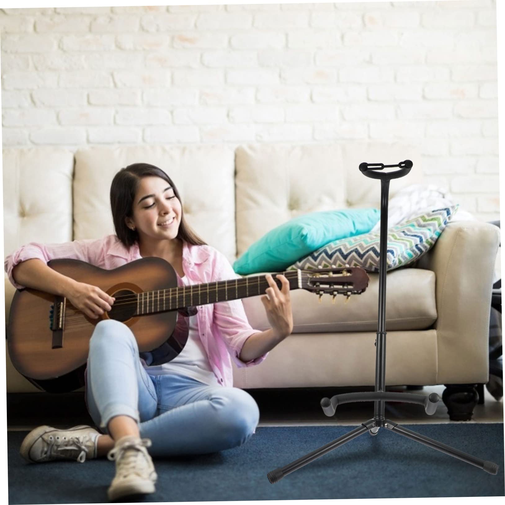 BESTonZON Supporto Pieghevole per Chitarra in Ferro, Nero, Verticale e Leggero, per Esposizione in Negozio di Chitarre, Stabile e Portatile
