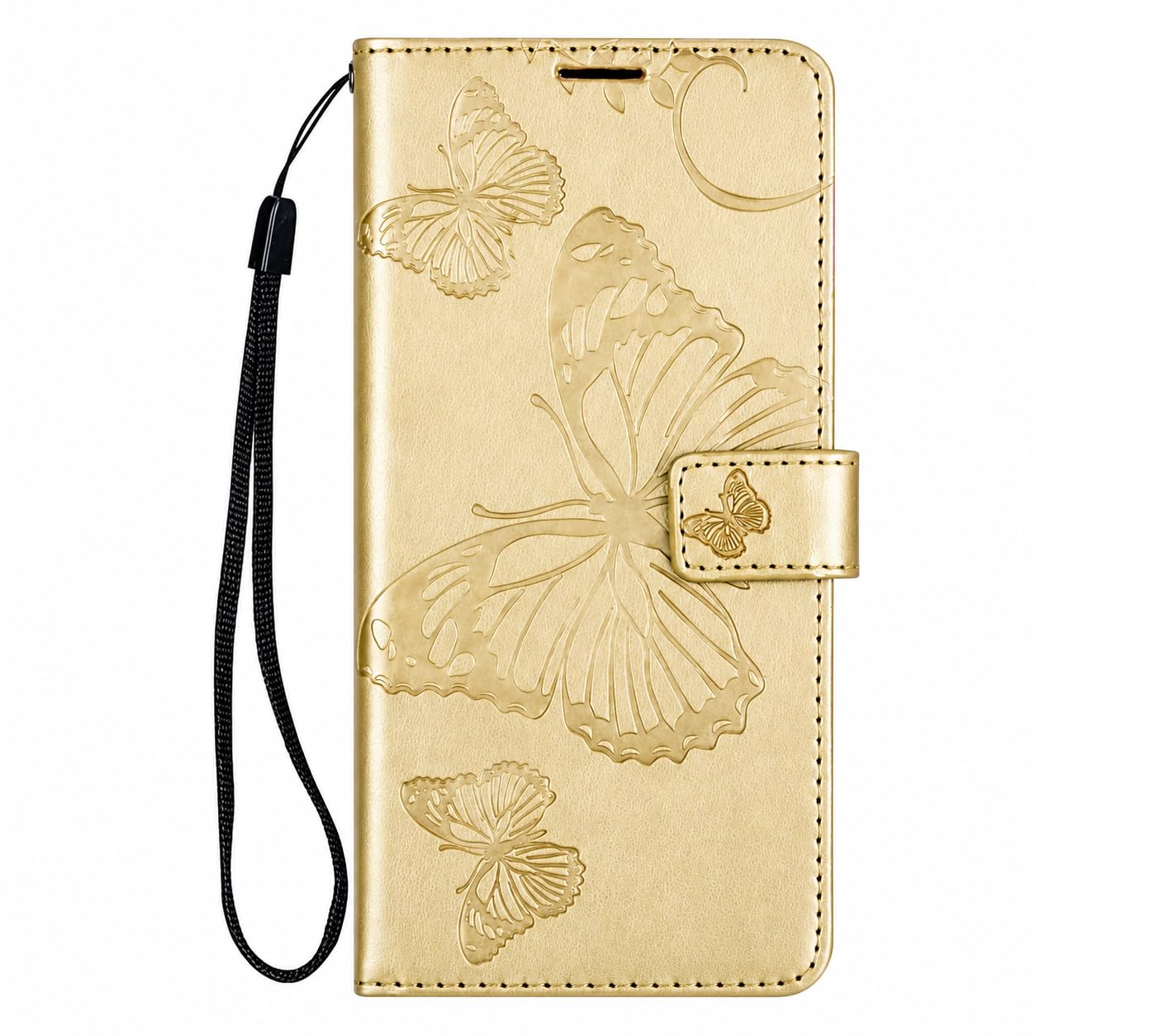 TROUNCE Butterfly Embossing Shock Proof Flip Cover with Card Cash Holder Wallet Case & Magnetic Lock|Mobile Cover|Back Cover- Gold for OnePlus 11R 5G-image-3