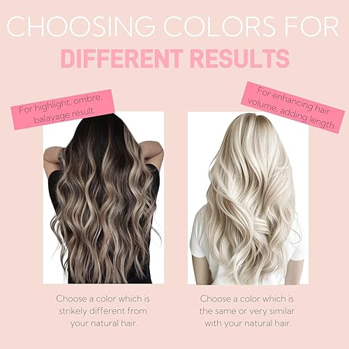 Miniatura 5 de FUOTONBUTY Extensiones de cabello humano con cinta adhesiva, color rubio platino, 14 pulgadas, 20 unidades, 1.41 oz, extensiones de cabello humano