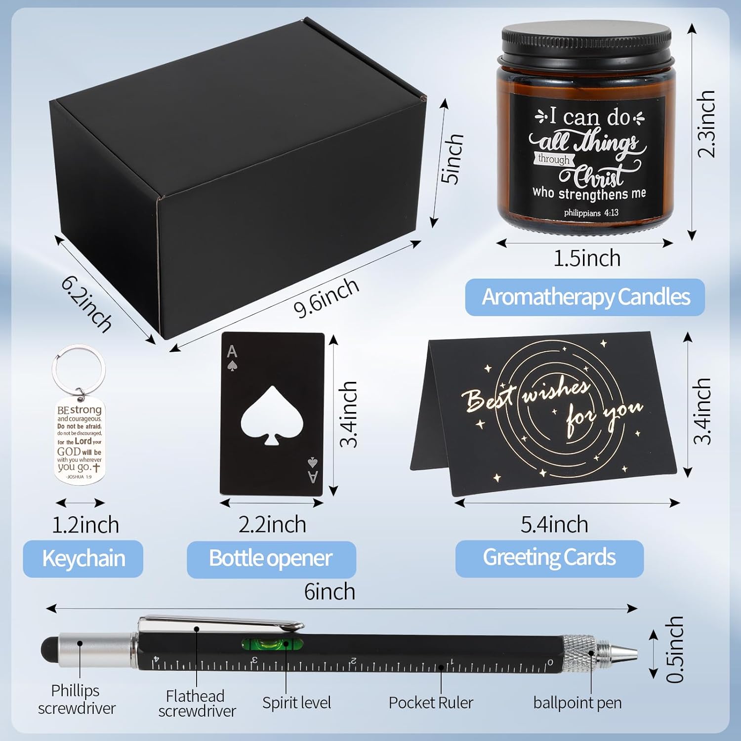 Kolewo4ever 9 Pcs Christian Gifts for Men Religious Gift for Dad Inspirational Gifts Set for Father Spiritual Religious Catholic Gift Box for Male Friends Co Workers - Image 3