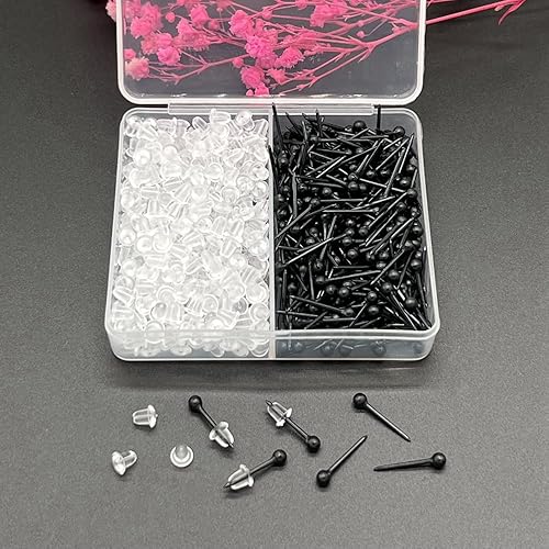 Miniatura 7 de Aretes transparentes para deportes, 300 pares de aretes transparentes y dorsos de aretes