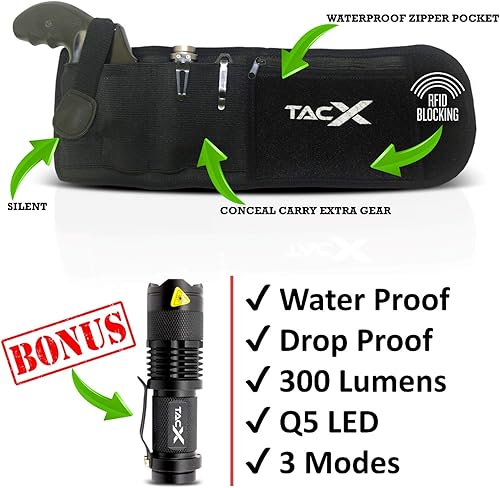 Miniatura 2 de Funda de banda para el vientre para transporte oculto activo, diseño universal, cinturón de pistola IWBOWB, bloqueo RFID, bolsillo con cremallera a