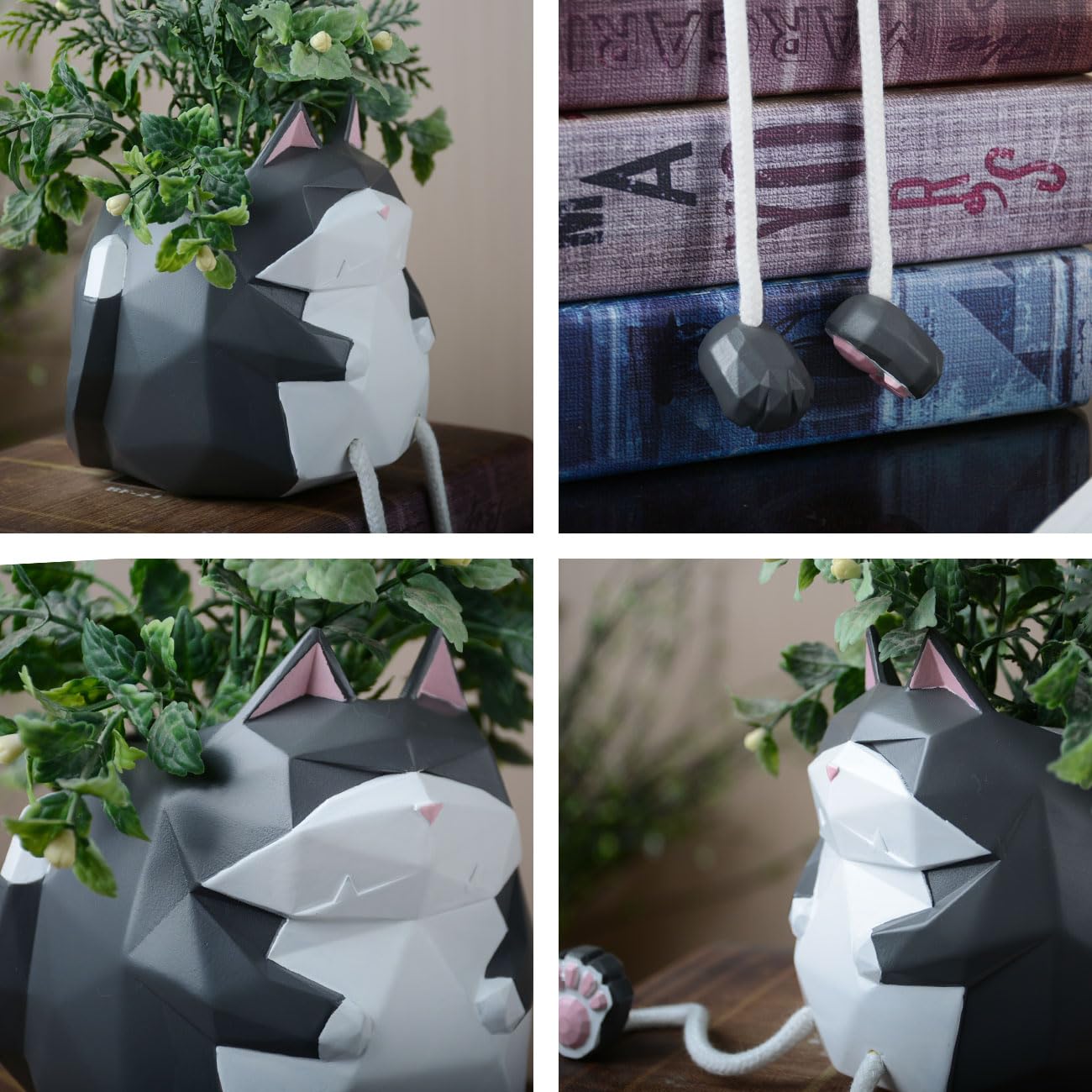 HAUCOZE Gatto Vaso Piante Animale Statua Scultura Moderna Decorazione Arte Casa Regalo Giardino Figurina per Soggiorno Ufficio Resina 13cm