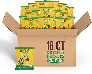 Hippeas Grillo's Dill Pickle, 0.75 Ounce (Pack of 18), 3g Protein, Fiber, Vegan, Gluten-Free, Crunchy, Plant Protein Snacks