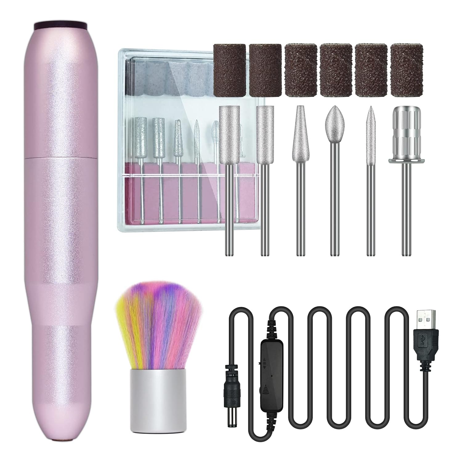 Depvko Electric Nail Drill for Acrylic Gel Nails, USB Nail