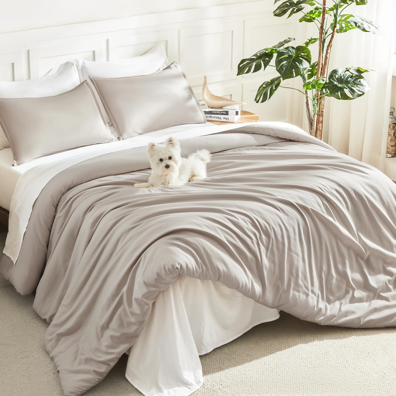 Litanika Linen Grey Comforter Set Queen Size, 3 Pieces Light… Litanika Linen Grey Comforter Set Queen Size, 3 Pieces Light…