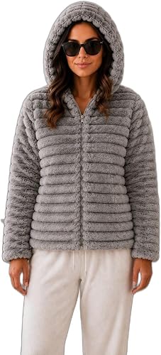 Womens Faux Fur Hoody Zip Jacket