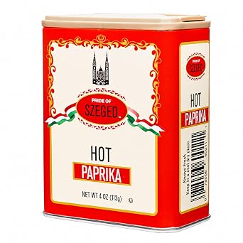Pride of Szeged Hot Paprika Powder, Bright Red, 4 oz. Tin, 1-Count