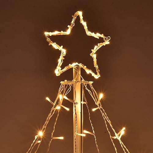 Miniatura 7 de Yescom Luz de árbol de cascada LED de Navidad de 9 pies con acabado de estrella, 236 luces LED de estrella, 9 cuerdas, decoración al aire libre,