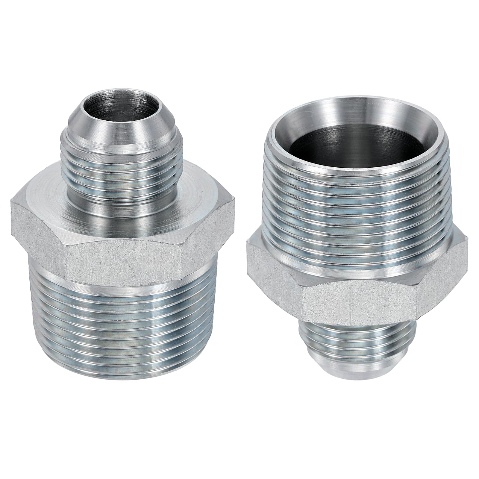 Adaptateur hydraulique JIC 37° mâle vers NPT mâle en acier au carbone x2