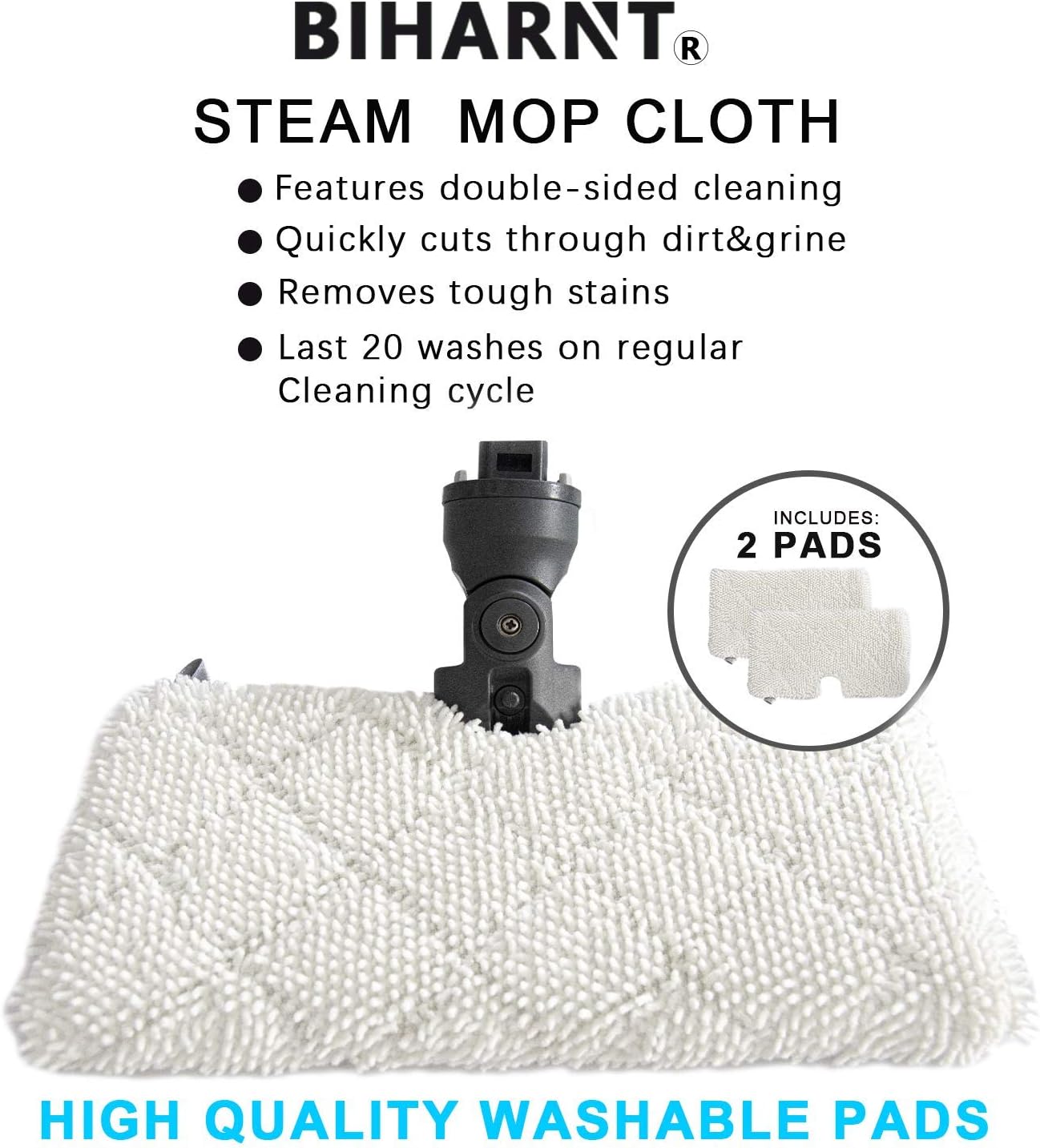 BIHARNT Replacement Mop Pads Compatible with Shark Steam Pocket Mops S3500 Series S3501 S3601 S3550 S3901 S3801 SE450 S3801CO S3601D Steam Mop (3 Pack)