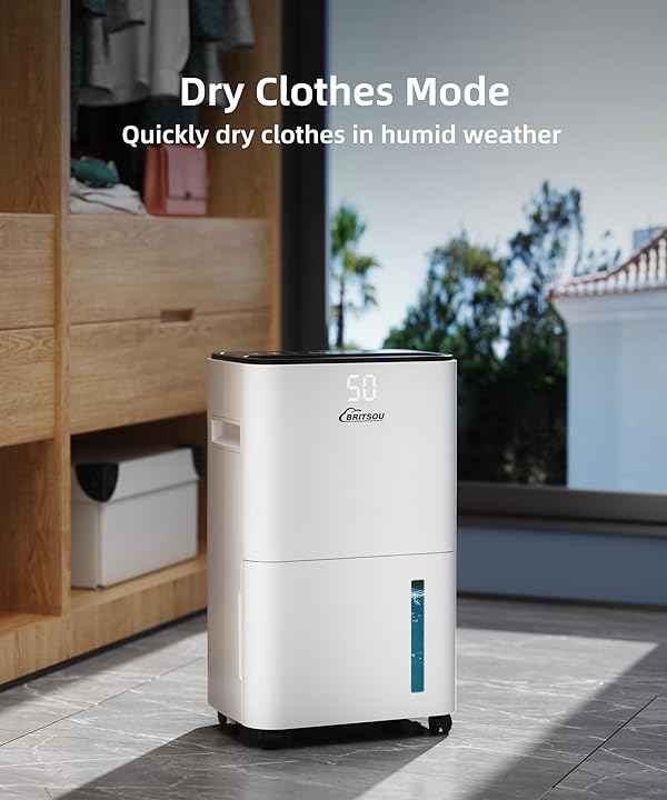 BRITSOU 34 Dehumidifier for Basement and Bedroom, Covers 3500 Sq.Ft with Drain Hose, Smart Operation with 3 Modes - Ideal for Home, Bathroom, Garage. by Britsou - Image 7