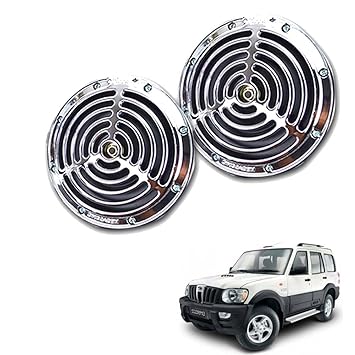 Vheelocityin Small Size Silver Grill Horn for Mahindra Scorpio - Set of 2