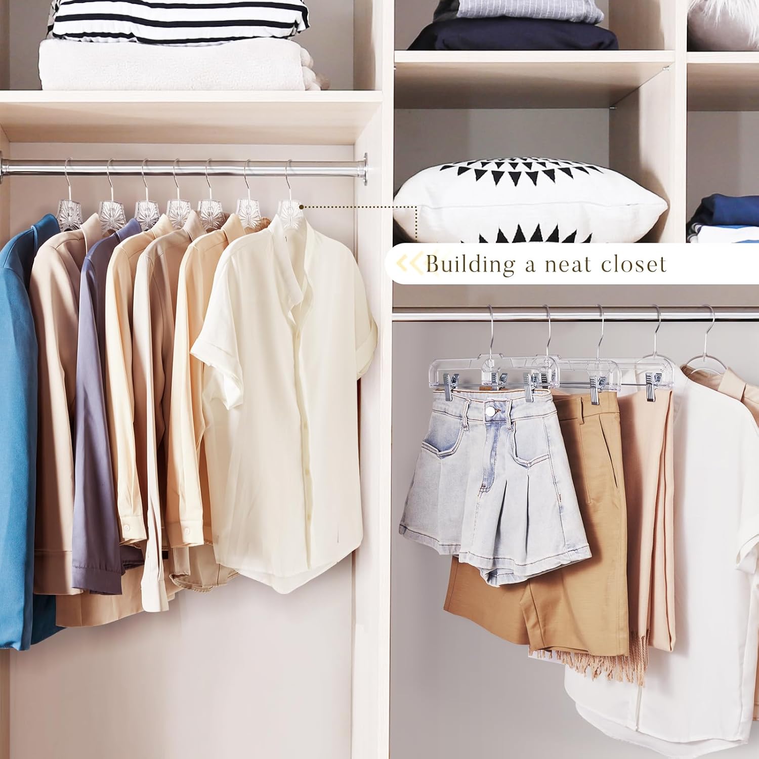 HOUSE DAY Clear Plastic Hangers 12 Pack, Durable Crystal Hangers for Clothes, Light Weight Plastic Dress Hanger for Women, Versatile 16.7‘’ Hanger for Closet and Retail Use, with 360° Swivel Hook - Image 8