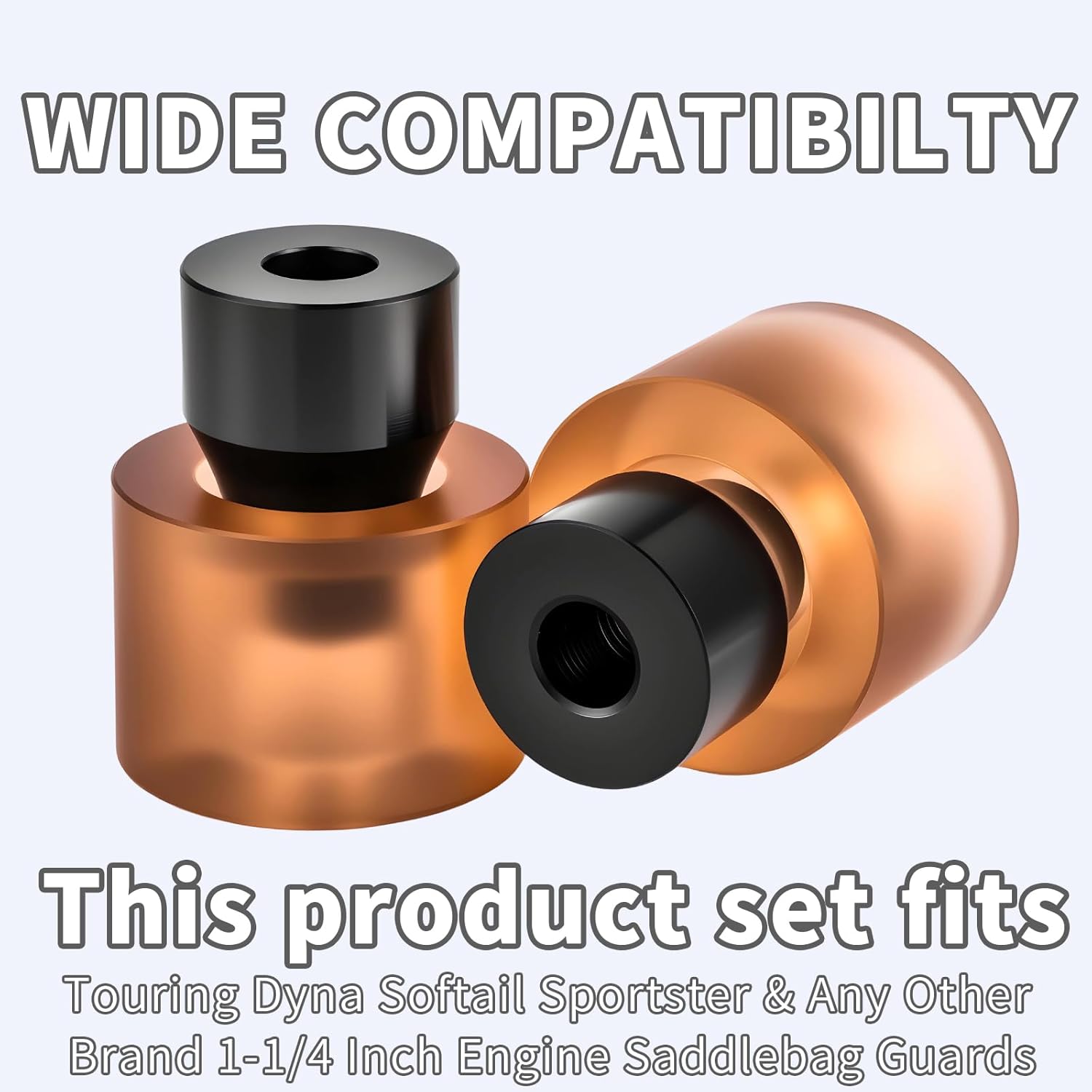 Brown Crash Bar End Sliders & Colored washers Fits for Harley Touring Dyna Softail Sportster & Any Other Brand 1-1/4 Inch Engine Saddlebag Guards