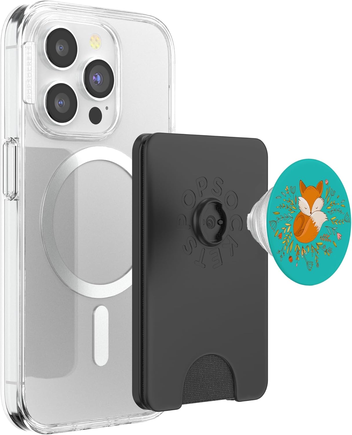 Cute & Unique Whimsical Fox & Flowers Art PACJ0652 PopSockets PopGrip: Swappable Grip for Phones & Tablets PopSockets PopWallet for MagSafe