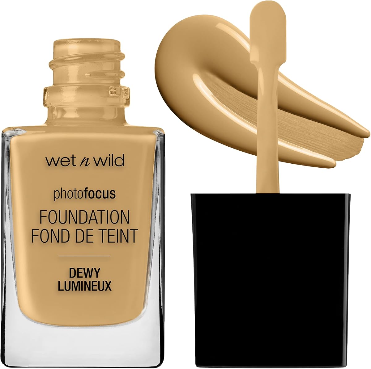 Base de maquillaje líquida Wet n Wild Photo Focus Dewy, color beige desierto