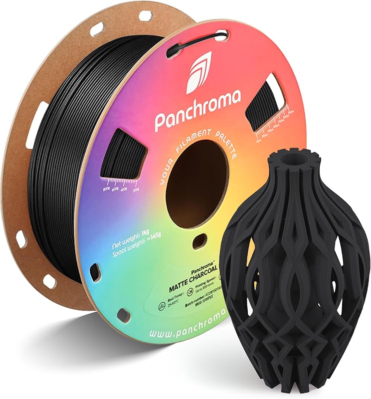 Polymaker Panchroma Matte PLA Filament 1.75mm, 1kg, Charcoal Black | High Speed 3D Printing Filament Fits for Most FDM 3D Printers, Smooth Finish & Hide Layer Lines, ±0.02mm Accuracy