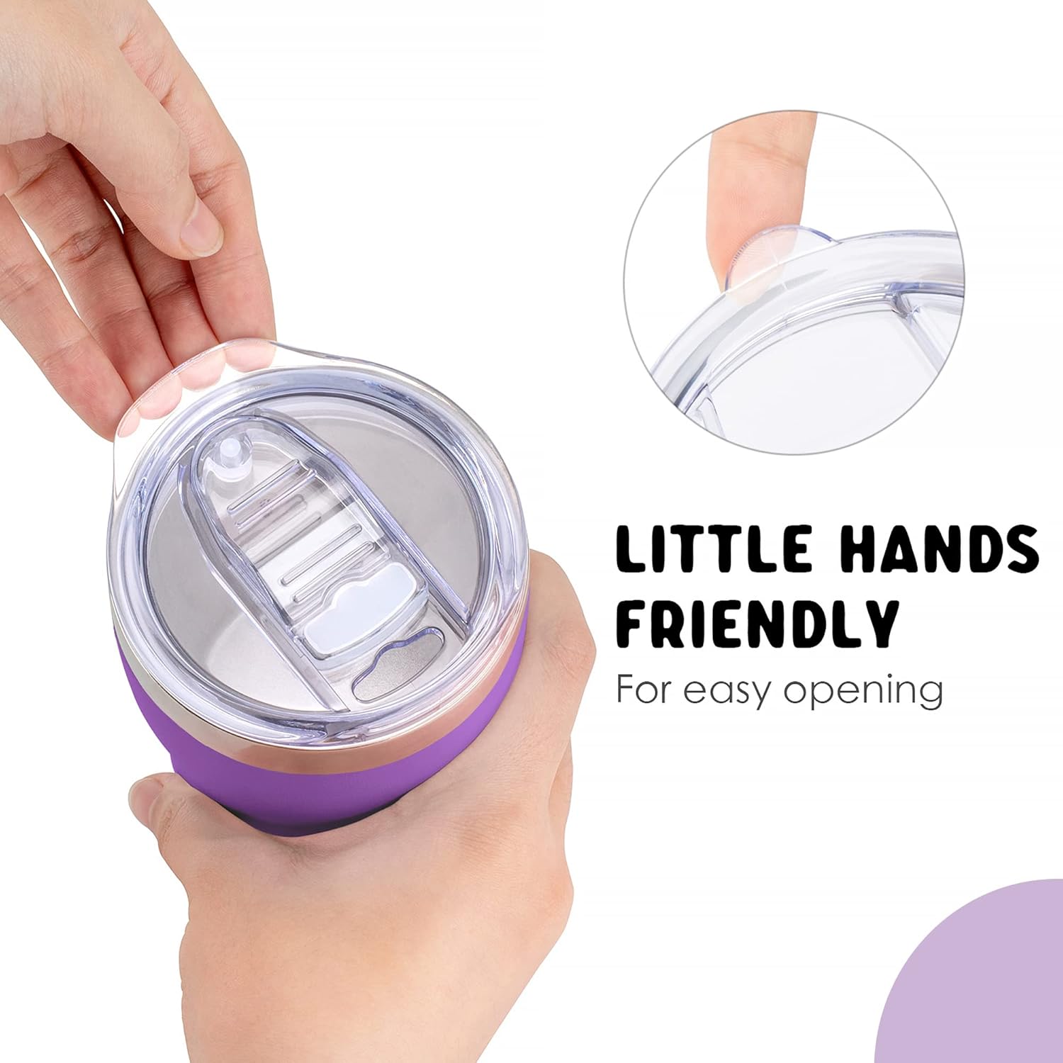 Kids Tumbler with Straw-2 Pack Tumbler Stainless Steel Double Wall Vacuum Insulated Water Cup with Spill Proof Lid, Sweat-Free Pink-Purple - Image 5